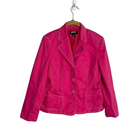 Vintage Kasper Petite Pink White Contrast Jacket 10 Petite - Picture 1 of 4
